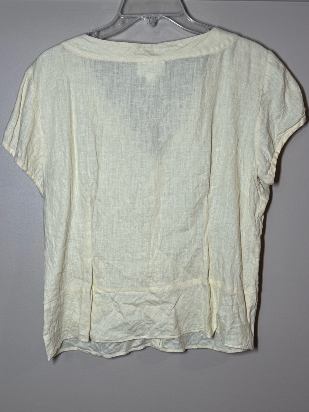 LOFT Pale Yellow Tie-Neck Short Sleeve Blouse - Picture 3 of 9